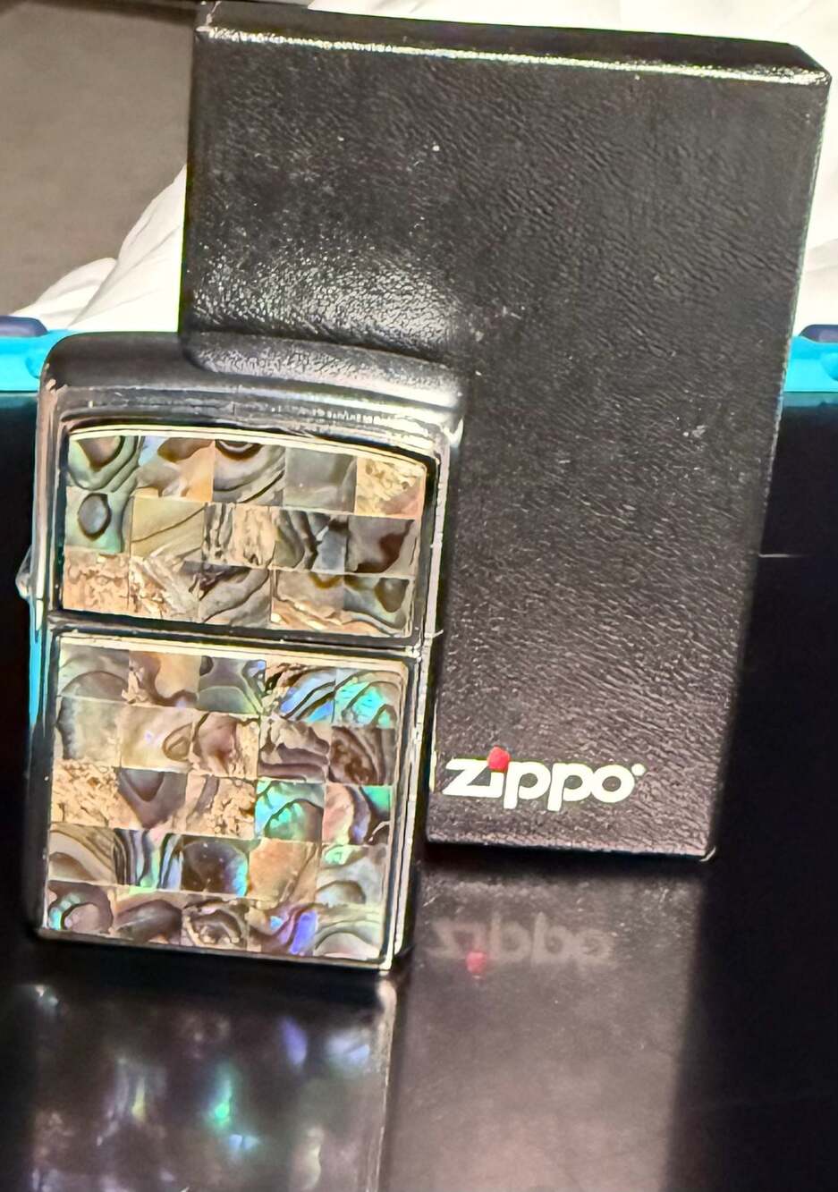 Zippo 2002 Abalone Shell Sea Weave Checkerboard High Polish Chrome Lighter New i